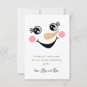 Snowman Face Kinder Kerstmis Bedankkaart (Voorkant)