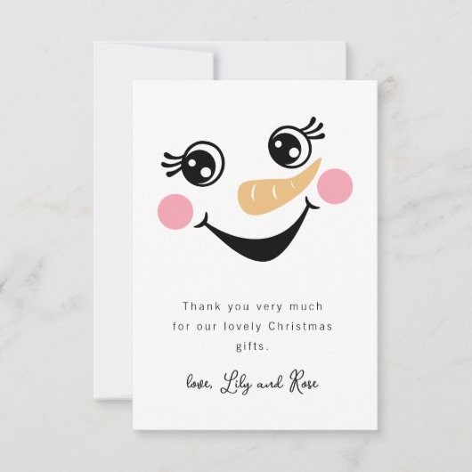 Snowman Face Kinder Kerstmis Bedankkaart (Voorkant)