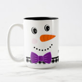 Snowman Face Paarse Bowtie Black Buffalo Play Tweekleurige Koffiemok (Links)