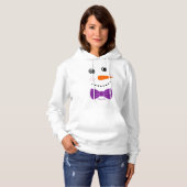 Snowman Face Paarse Bowtie naam toevoegen Hoodie (Voorkant volledig)