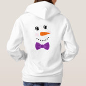 Snowman Face Paarse Bowtie naam toevoegen Hoodie (Achterkant)