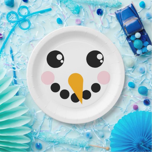 Snowman Face Papieren Bordje (Feest)