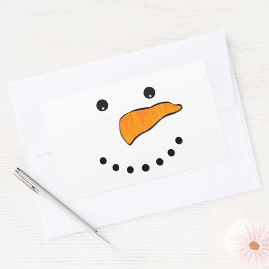 Snowman Face Rechthoekige Sticker (Envelop)