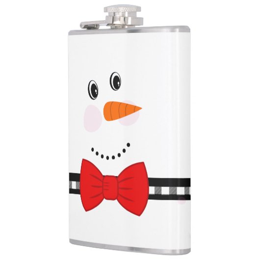 Snowman Face Red Bowtie Black Buffalo Heupfles (Links)