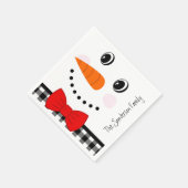 Snowman Face Red Bowtie Black Buffalo Pset Trim Servet (Hoek)