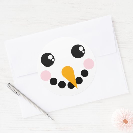 Snowman Face Ronde Sticker (Envelop)
