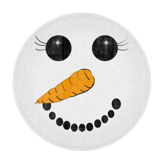 Snowman Face Round Glass Cutting Board Snijplank (Voorkant)
