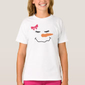 Snowman Face Smile Pink Ribbon T-Shirt (Voorkant)