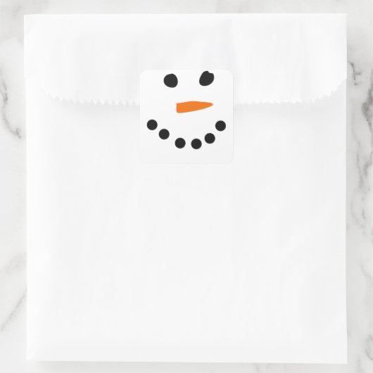 Snowman Face Vierkante Sticker (Tas)