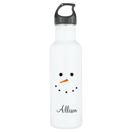 Snowman Face White Kerstmis op persoonlijke titel Waterfles (Voorkant)