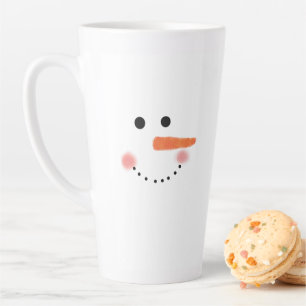 Snowman Face White Latte Mok