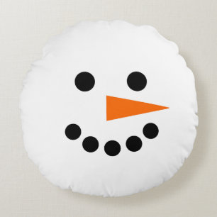 Snowman Face Winter Holiday Kerstmis Hanukkah Rond Kussen