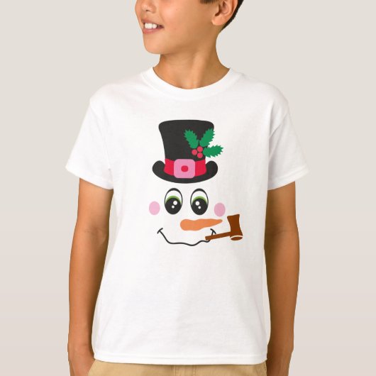 Snowman Face with Pet and Pipe T-Shirt for Kids (Voorkant)