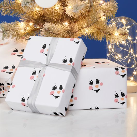 Snowman Face Wrapping Paper | Schattigee winter Cadeaupapier (Feestdagen)