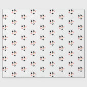 Snowman Face Wrapping Paper | Schattigee winter Cadeaupapier (Vlak)