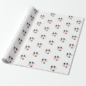Snowman Face Wrapping Paper | Schattigee winter Cadeaupapier (Uitgerold)