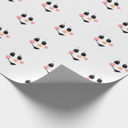 Snowman Face Wrapping Paper | Schattigee winter Cadeaupapier (Hoek)