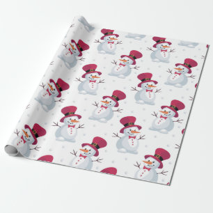 Snowman Falling Snow Cadeaupapier