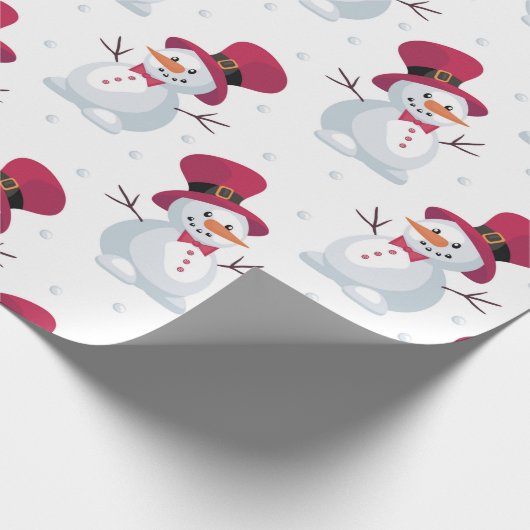 Snowman Falling Snow Cadeaupapier (Hoek)
