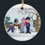 Snowman familie - 1 jongen keramisch ornament<br><div class="desc">Gepersonaliseerde sneeuwpop familie - 1 jongen</div>
