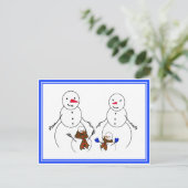Snowman Familie Briefkaart (Staand voorkant)