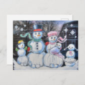 Snowman Familie Briefkaart (Voorkant / Achterkant)
