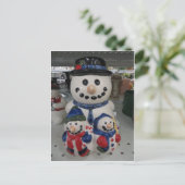 Snowman Familie Briefkaart (Staand voorkant)