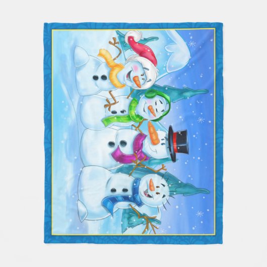 Snowman familie fleece blanket cartoon (Voorkant)