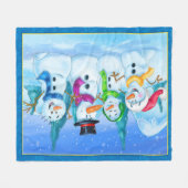 Snowman familie fleece blanket cartoon (Voorkant (Horizontaal))