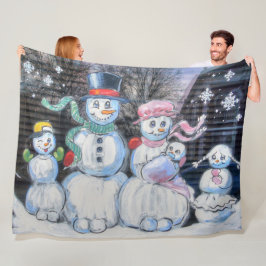 Snowman Familie Fleece Deken