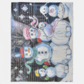 Snowman Familie Fleece Deken (Voorkant)