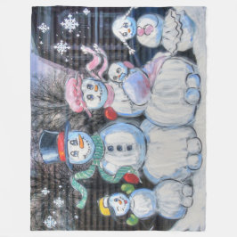 Snowman Familie Fleece Deken