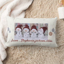 Snowman familie gepersonaliseerde Kerstmis gooien  Kussen