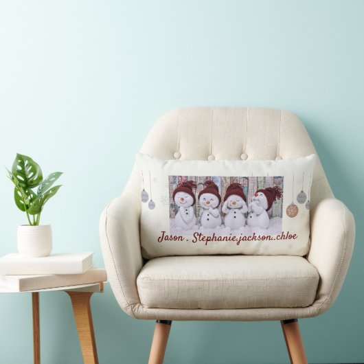 Snowman familie gepersonaliseerde Kerstmis gooien  Kussen (Stoel)
