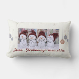 Snowman familie gepersonaliseerde Kerstmis gooien  Kussen