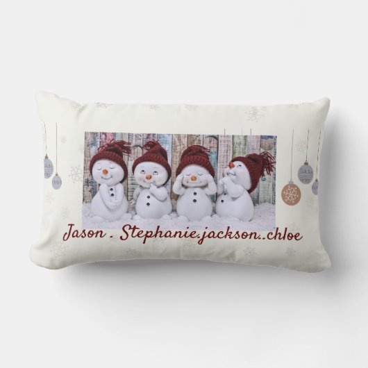 Snowman familie gepersonaliseerde Kerstmis gooien  Kussen (Voorkant)