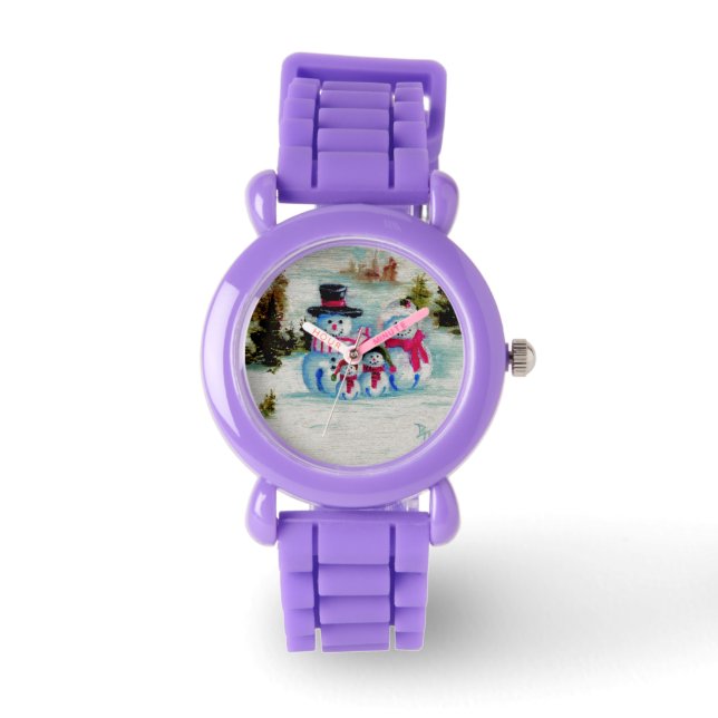 Snowman Familie Horloge (Voorkant)