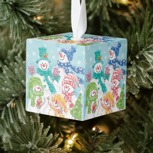 Snowman-familie in de sneeuw decoratie (Boom)