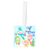 Snowman-familie in de sneeuw decoratie (Voorkant)