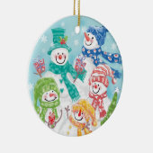 Snowman-familie in de sneeuw keramisch ornament (Rechts)
