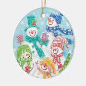 Snowman-familie in de sneeuw keramisch ornament (Links)