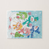 Snowman-familie in de sneeuw legpuzzel (Horizontaal)