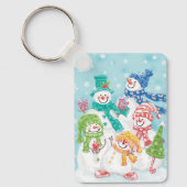 Snowman-familie in de sneeuw sleutelhanger (Voorkant)