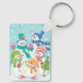 Snowman-familie in de sneeuw sleutelhanger (Achterkant)