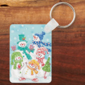 Snowman-familie in de sneeuw sleutelhanger (Achterkant)