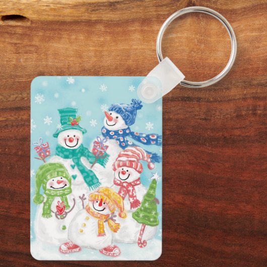 Snowman-familie in de sneeuw sleutelhanger (Achterkant)