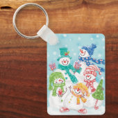 Snowman-familie in de sneeuw sleutelhanger (Voorkant)