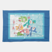 Snowman-familie in de sneeuw theedoek (Horizontaal)