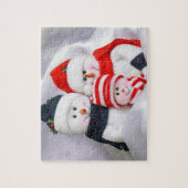 Snowman Familie in Kerstmis Jigzaag Puzzle Legpuzzel (Verticaal)