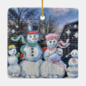 Snowman Familie Keramisch Ornament (Achterkant)